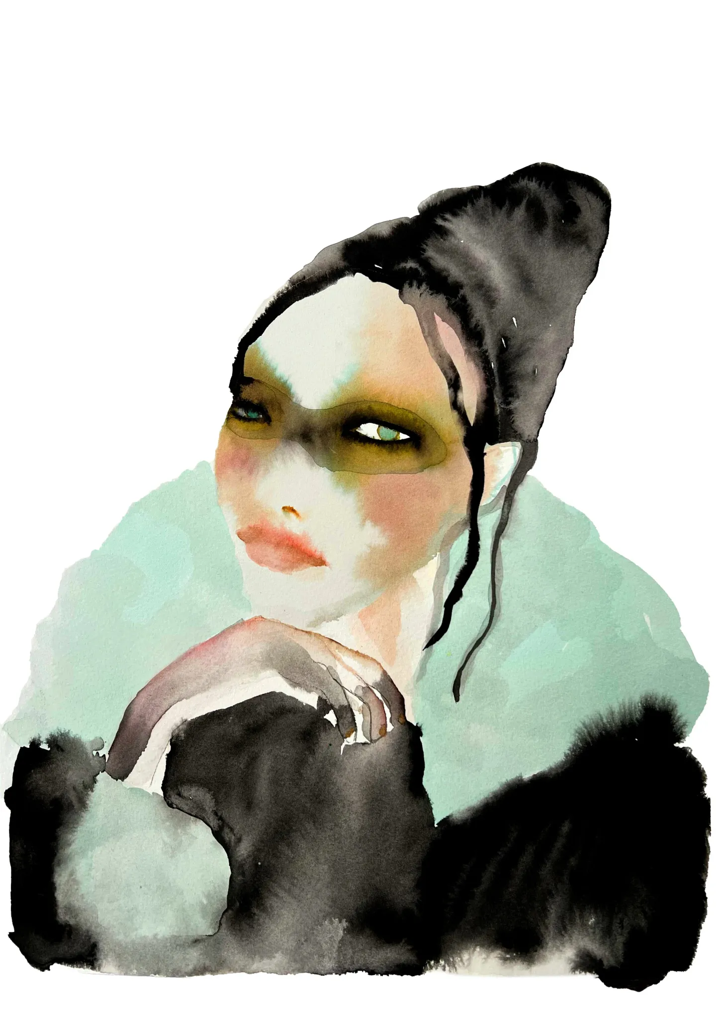 Astrid — watercolour ink portrait