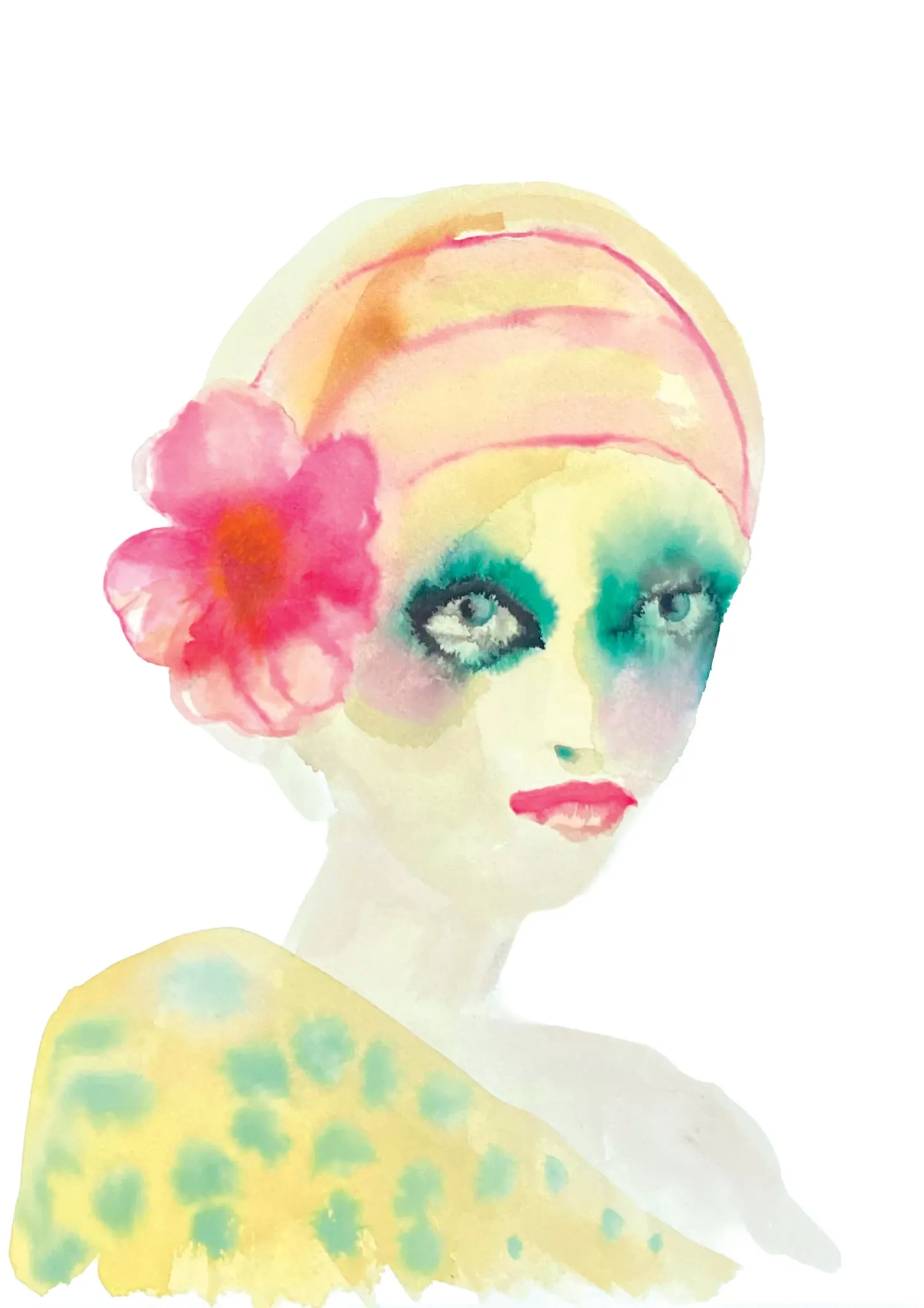 Twiggy — watercolour ink portrait